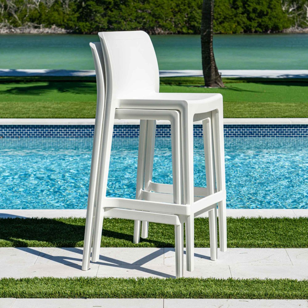 Luna Set of 2 Barstools - White