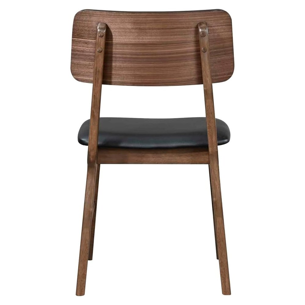 Thea Wood Back Side Chair with Black Seat (Set of 2), Walnut