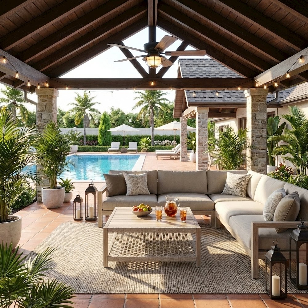 Beige Outdoor Coffee Table with Solid Teak Wood Frame and Polyolefin Rope Top