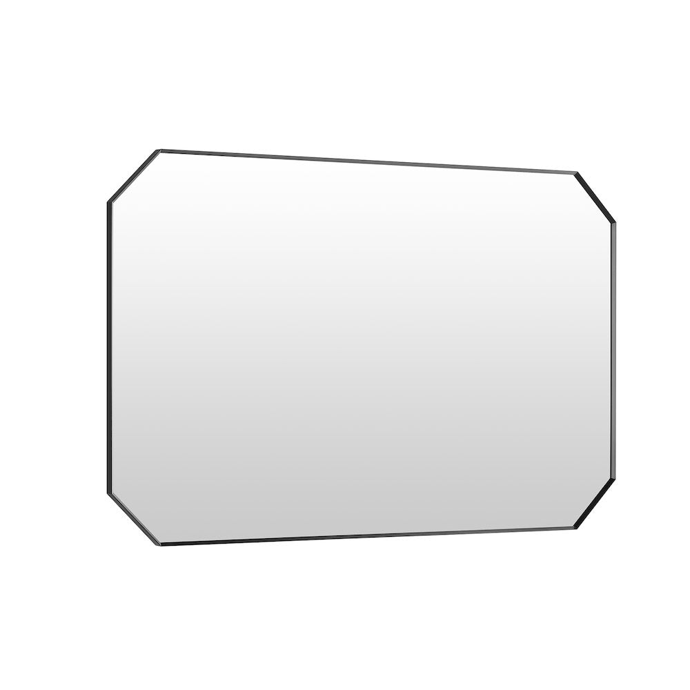 48"x30" Octagon Aluminum Framed in Matte Black Modern Bathroom Wall Mirror