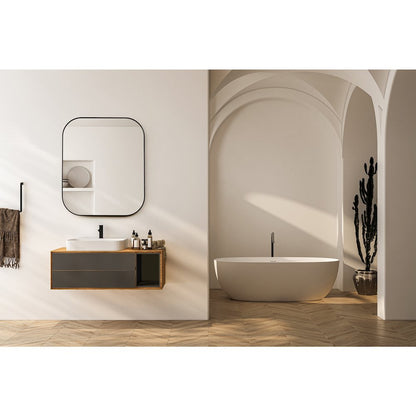 36x30" Rectangular Aluminum Framed in Matte Black Modern Bathroom Wall Mirror