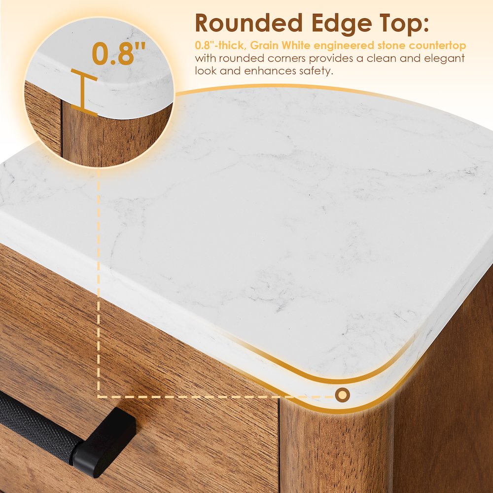 36" Single Bathroom Vanity in Mango Brown with Grain White