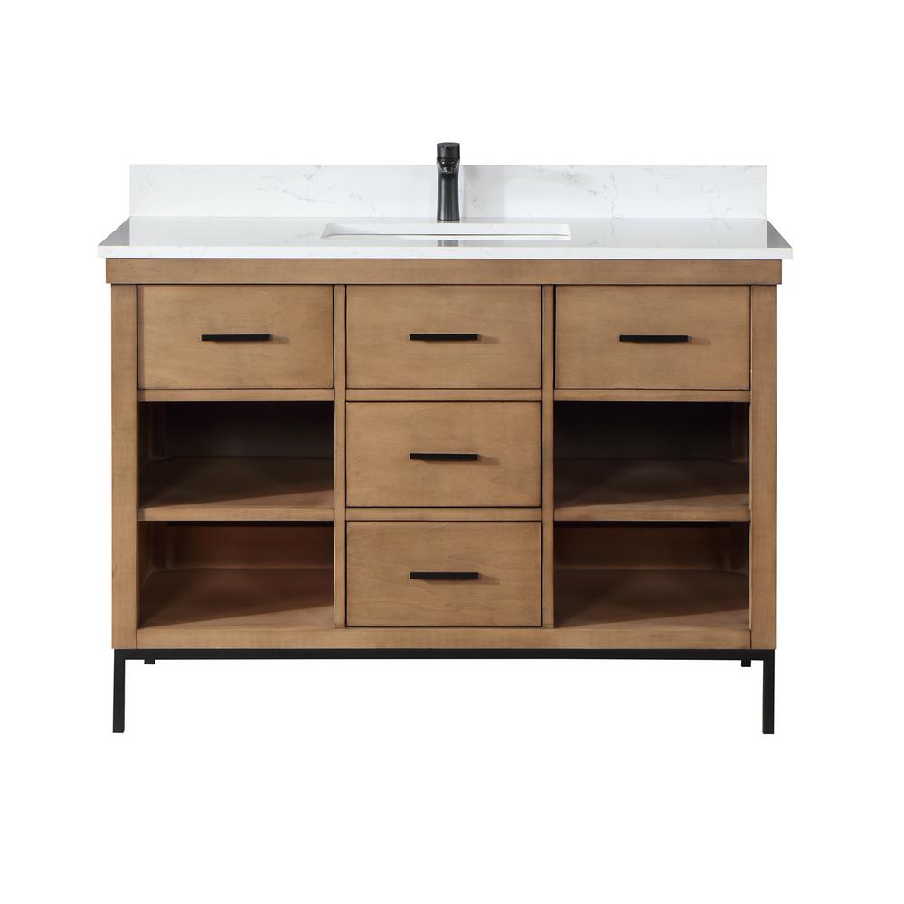 48" Single Bathroom Vanity Set in Brown Pine without Mirror