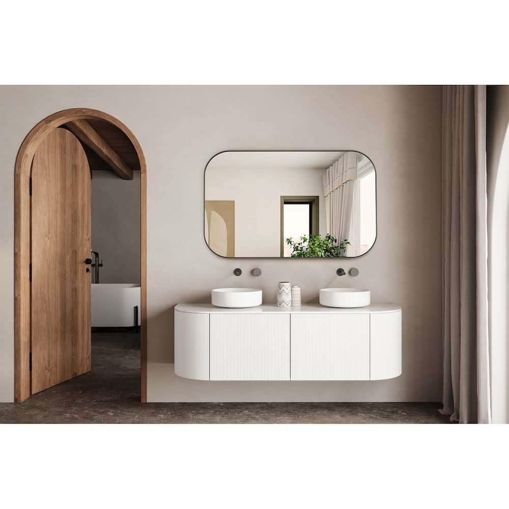 48x30" Rectangular Aluminum Framed in Gunmetal Modern Bathroom Wall Mirror