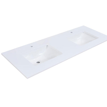 60 in. Composite Stone Vanity Top in Snow White with White Sink