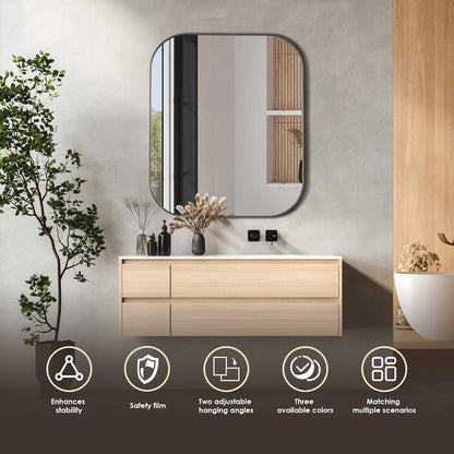 36x30" Rectangular Aluminum Framed in Gunmetal Modern Bathroom Wall Mirror