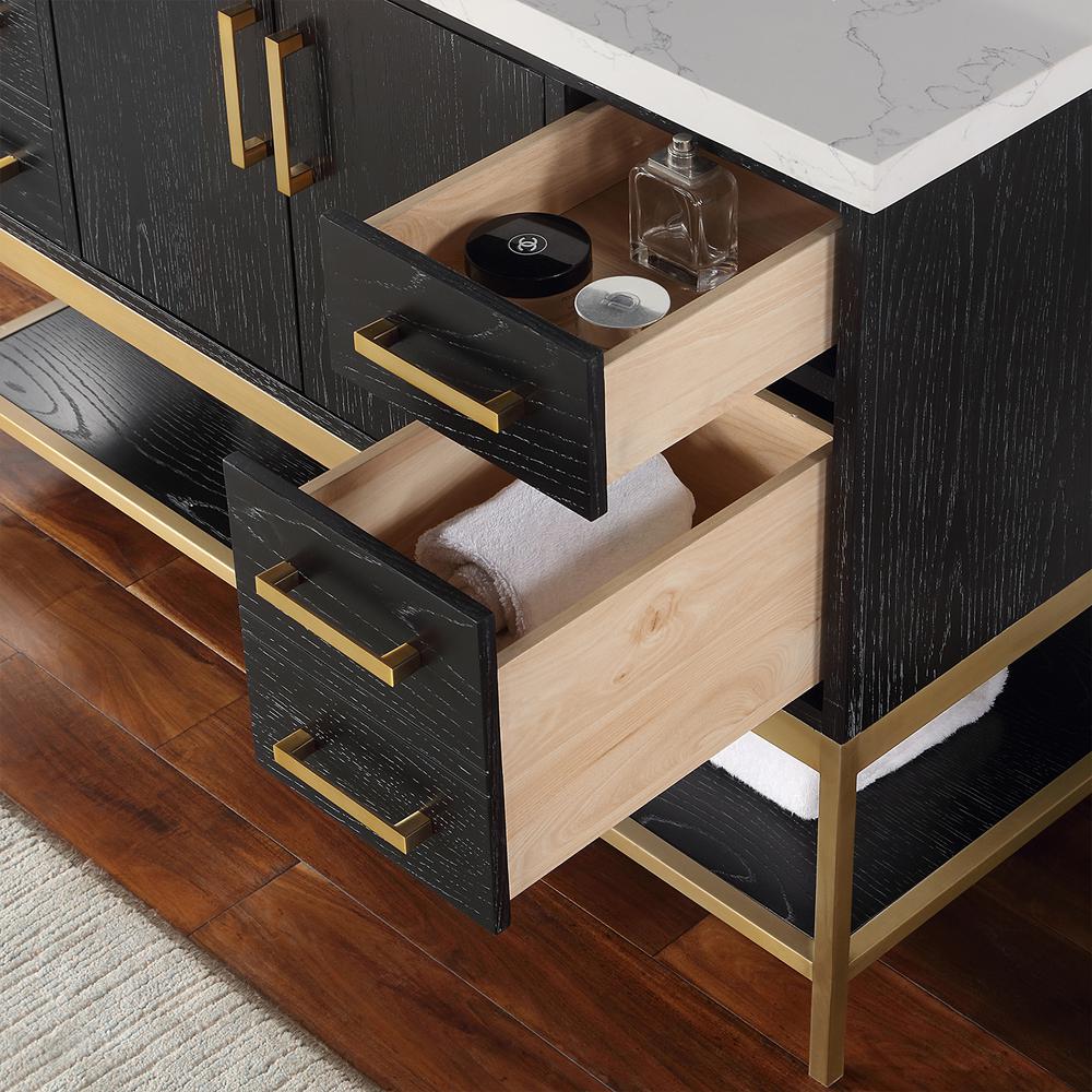 48" Single Bathroom Vanity Set in Black Oak with Mirror