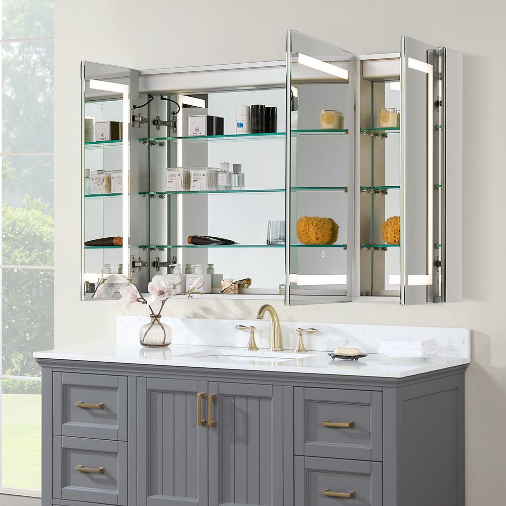 Frameless Surface-Mount/Recessed LED Lighted Bathroom Medicine Cabinet