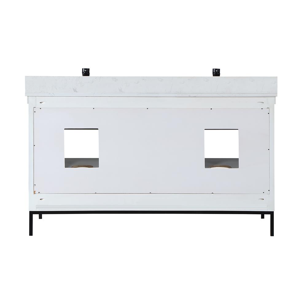 60" Double Bathroom Vanity Set in White with Mirror