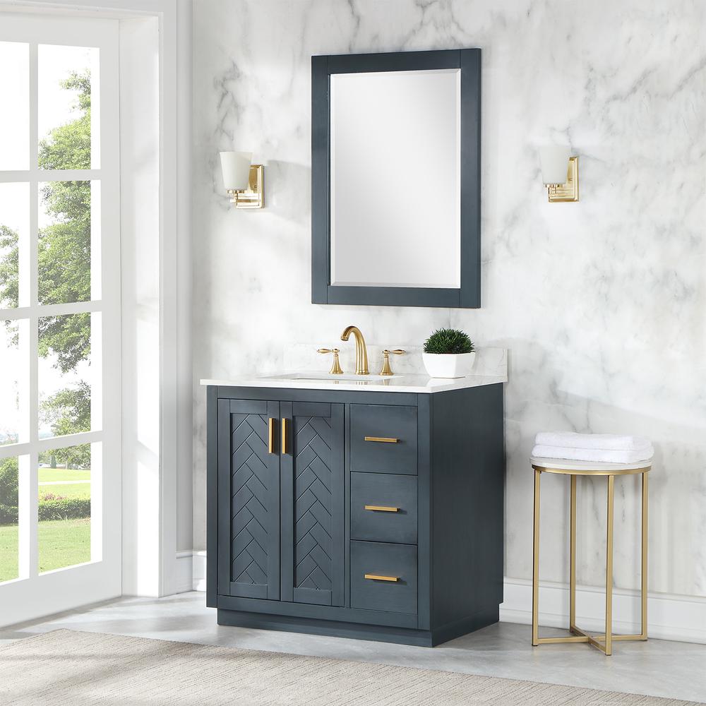 36" Single Bathroom Vanity Set in Classic Blue with Mirror