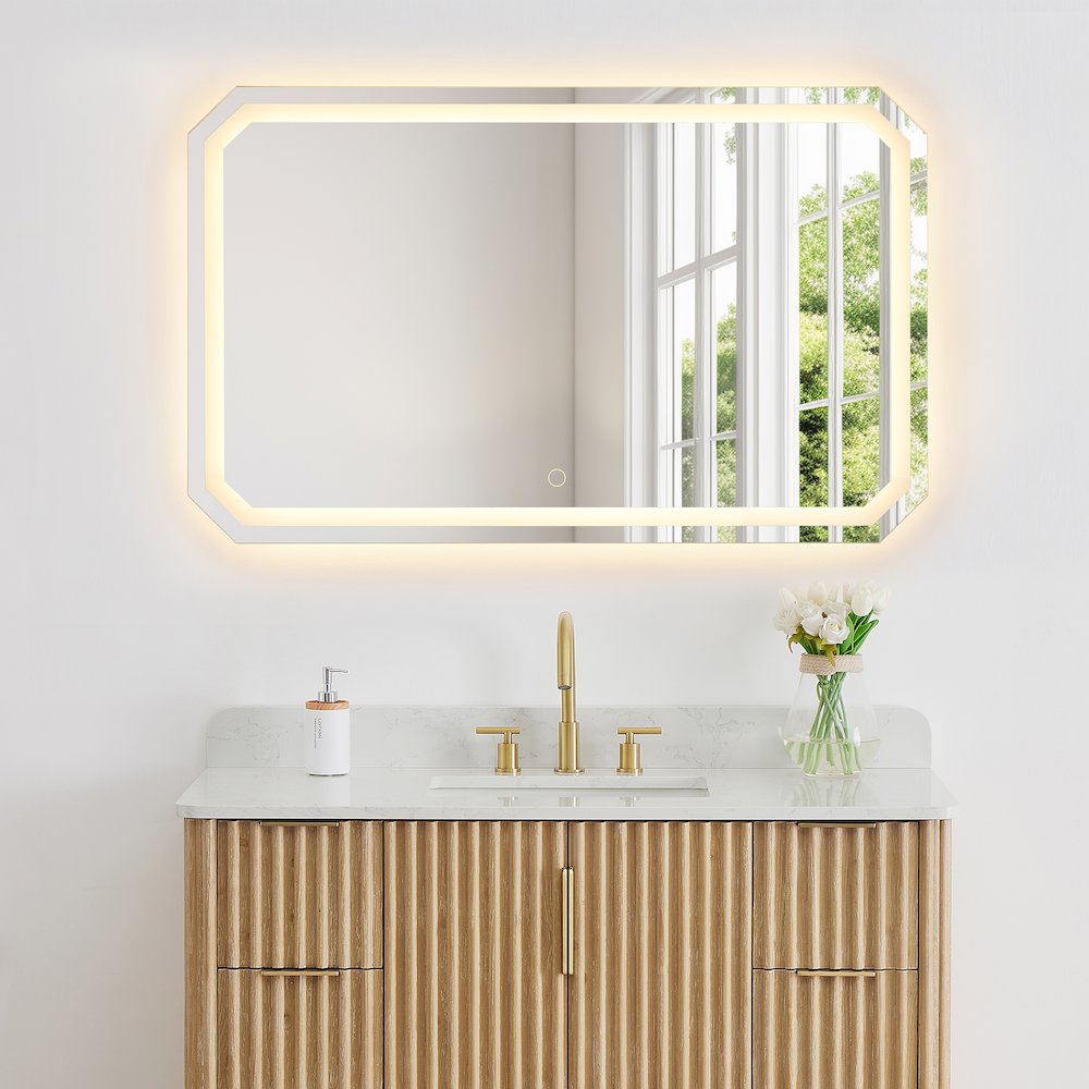 48x30" Octogan Frameless Modern LED Bathroom Vanity Mirror