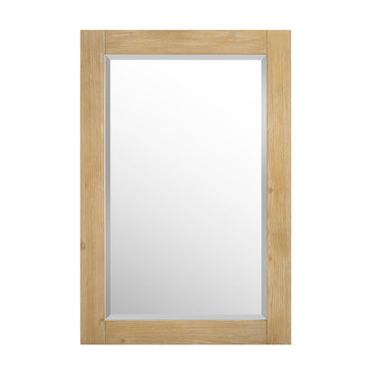 24" Rectangular Bathroom Wood Framed Wall Mirror in Light Brown
