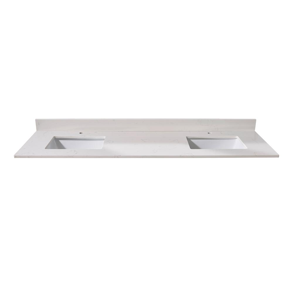 73 in. Composite Stone Vanity Top in Milano White with White Sink