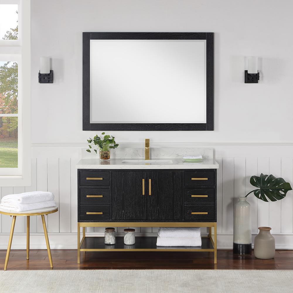 48" Single Bathroom Vanity Set in Black Oak with Mirror