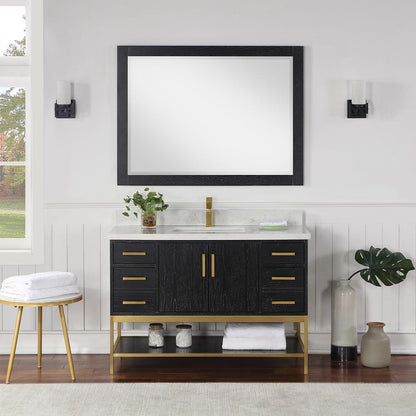 48" Single Bathroom Vanity Set in Black Oak with Mirror