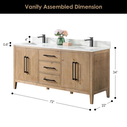 Double Bathroom Vanity in Weathered Fir with Stone Countertop with Mirror