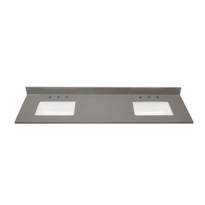 67 in. Composite Stone Vanity Top in Concrete Grey with White Sink