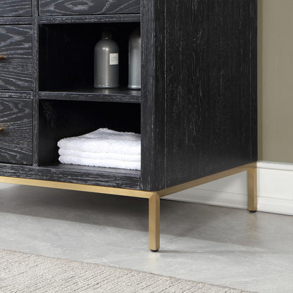 48" Single Bathroom Vanity Set in Black Oak with Mirror