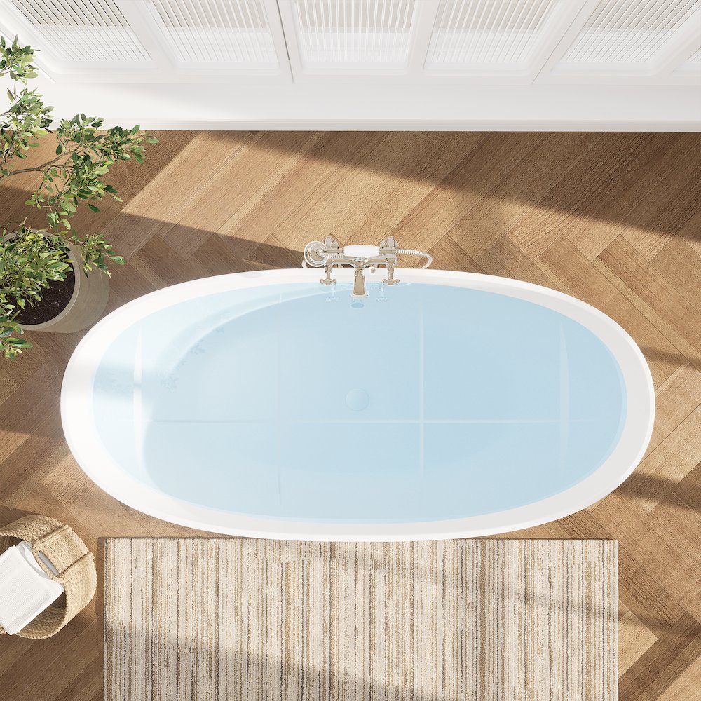 65" x 30" Solid Surface Soaking Bathtub and Integrated Overflow