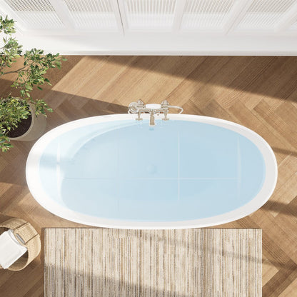 65" x 30" Solid Surface Soaking Bathtub and Integrated Overflow