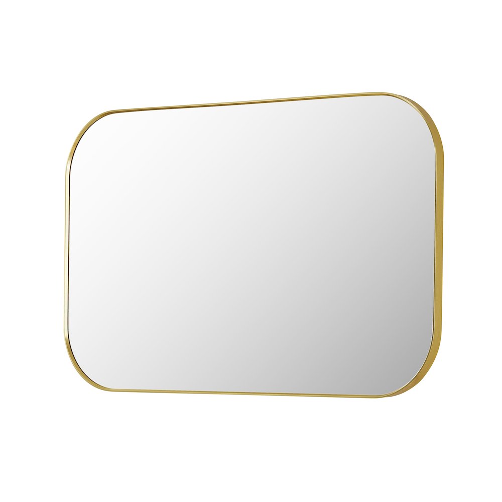 48x30" Rectangular Aluminum Framed in Brushed Gold Modern Bathroom Wall Mirror