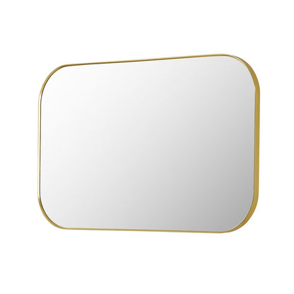 48x30" Rectangular Aluminum Framed in Brushed Gold Modern Bathroom Wall Mirror