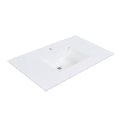 37 in. Composite Stone Vanity Top in Snow White with White Sink
