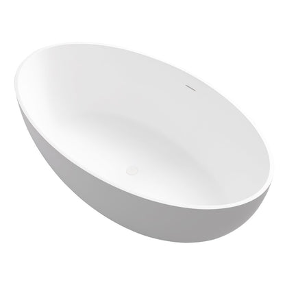 67" x 39" Solid Surface Soaking Bathtub in Matte White and Integrated Overflow