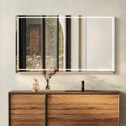 48"x28" Rectangular Frameless Surface-Mount Medicine Cabinet
