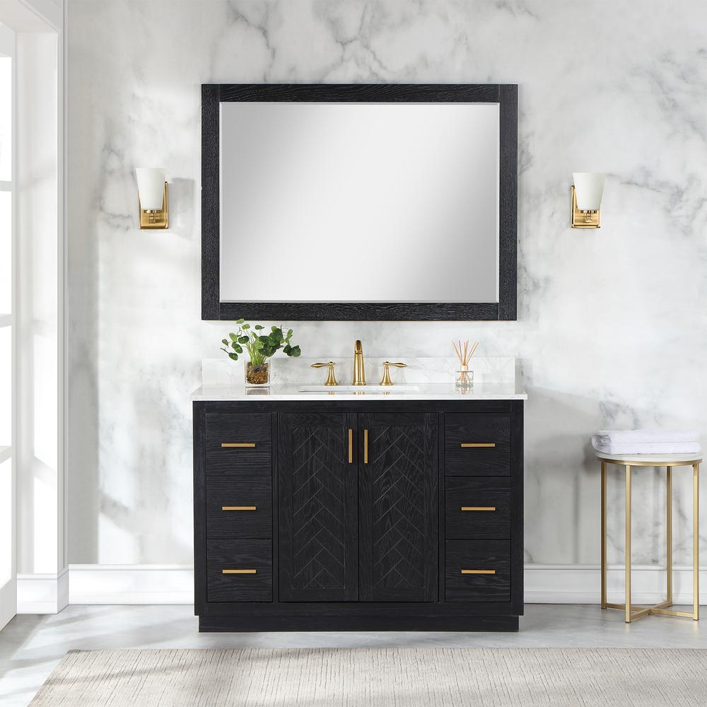 48" Single Bathroom Vanity Set in Black Oak with Mirror
