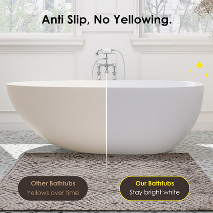 59" x 31" Solid Surface Soaking Bathtub and Integrated Overflow