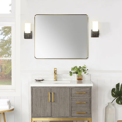 Nettuno 36" Rectangle Bathroom/Vanity Brushed Gold Aluminum Framed Wall Mirror