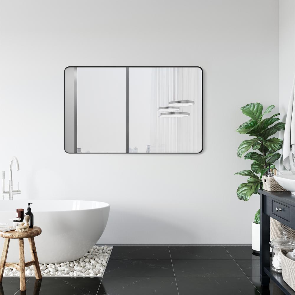 Nettuno 48" Rectangle Bathroom/Vanity Matt Black Aluminum Framed Wall Mirror