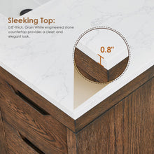 72" Double Bathroom Vanity in Brown Brushed Oak with Grain White