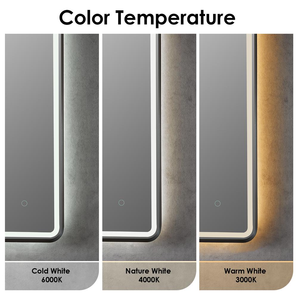 Framed in Brushed Gold Modern Bathroom/Vanity LED Lighted Wall Mirror
