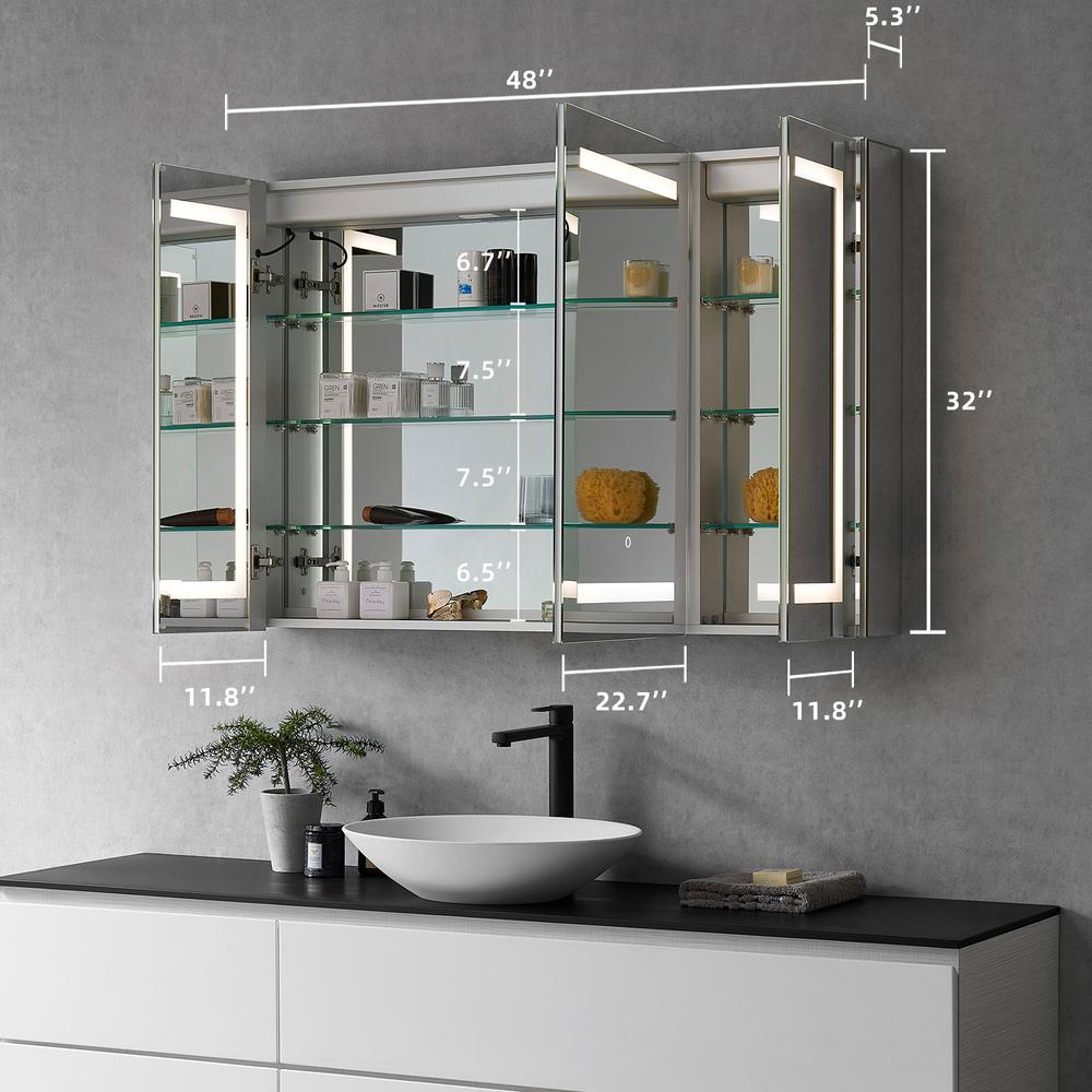 Frameless Surface-Mount/Recessed LED Lighted Bathroom Medicine Cabinet