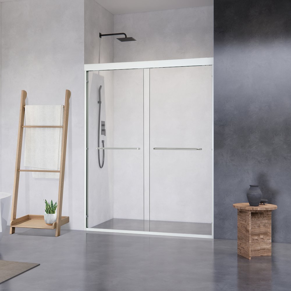 Framed Shower Door in Polished Chrome with Clear Glass
