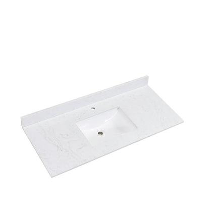 49 in. Composite Stone Vanity Top in Aosta White with White Sink