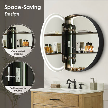 24x24" Round Frameless Surface-Mount Medicine Cabinet