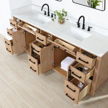 84" Double Bathroom Vanity in Light Brown without Mirror