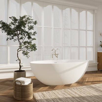 65" x 30" Solid Surface Soaking Bathtub and Integrated Overflow