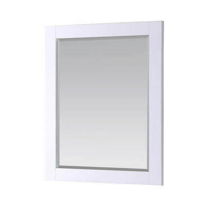 28" Rectangular Bathroom Wood Framed Wall Mirror in White
