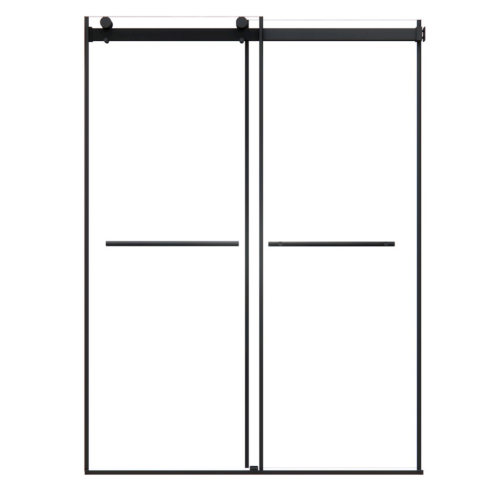 Frameless Exposed Roller Shower Door in Matte Black with Clear Glass