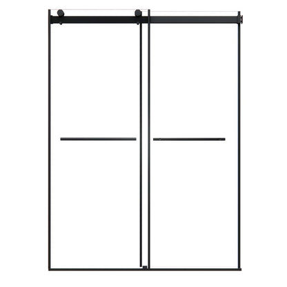Frameless Exposed Roller Shower Door in Matte Black with Clear Glass