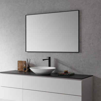 Sassi 48" Rectangle Bathroom/Vanity Matt Black Aluminum Framed Wall Mirror