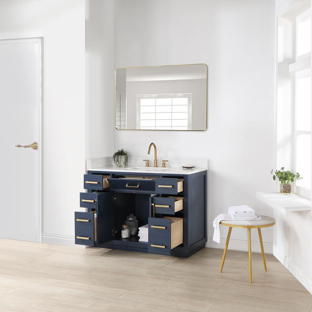 48" Single Bathroom Vanity in Royal Blue with Mirror