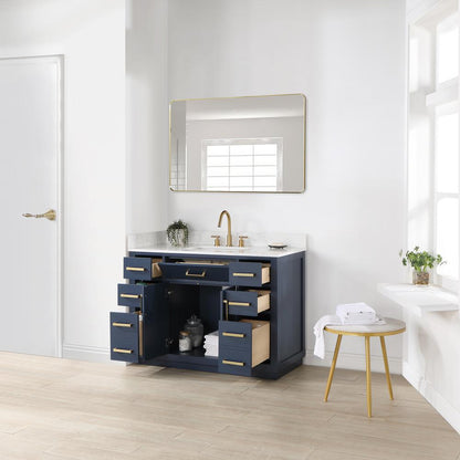 48" Single Bathroom Vanity in Royal Blue with Mirror