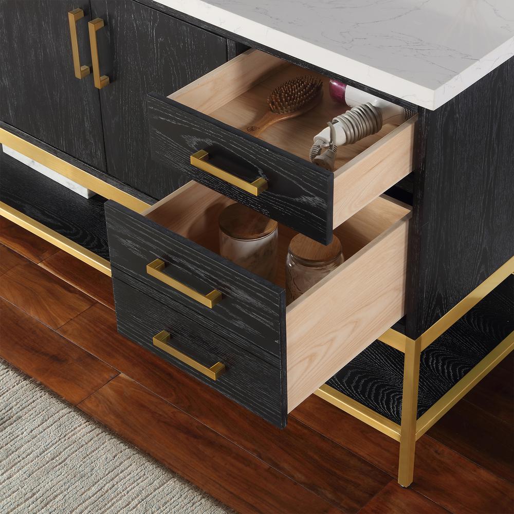 60" Single Bathroom Vanity Set in Black Oak with Mirror
