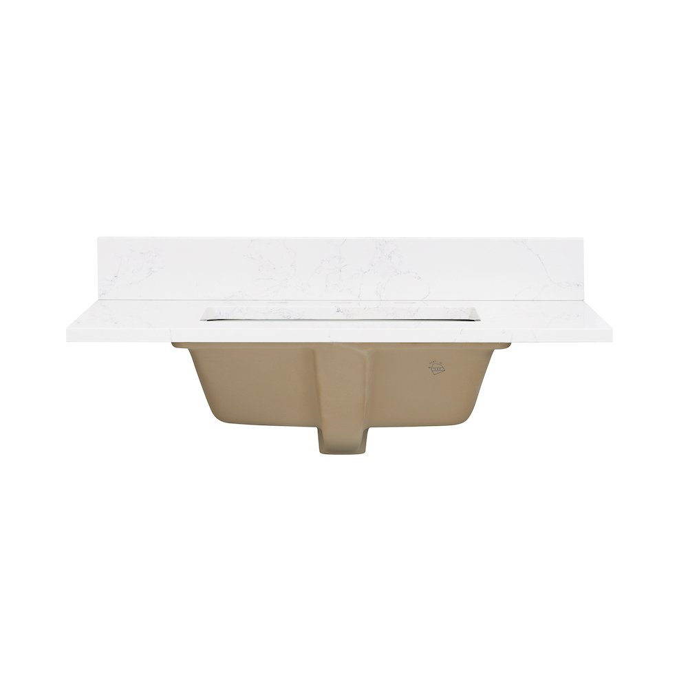 Ceres 31. in Engineered Stone Vanity Top in Grain White with Single White Sink