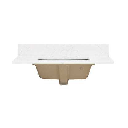 Ceres 31. in Engineered Stone Vanity Top in Grain White with Single White Sink